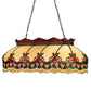 Meyda Lighting Isabella 44" 6-Light Craftsman Brown Highlighted Island Pendant Light With Beige & Red Art Shade Glass