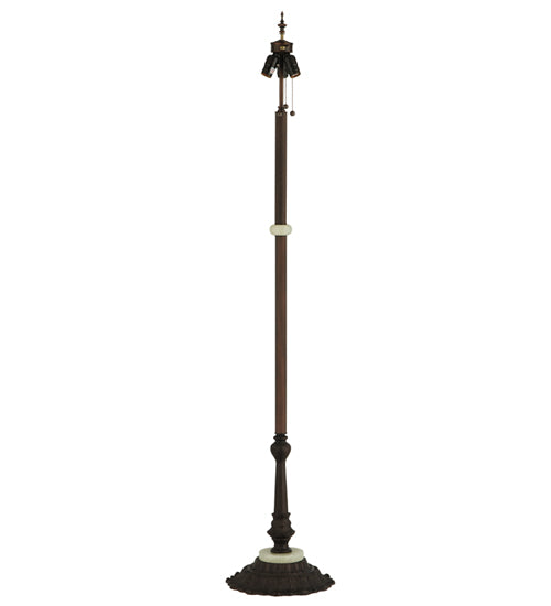 Meyda Lighting Isabella 62" 3-Light Craftsman Brown Highlighted Floor Lamp With White Iridescent Shade Glass