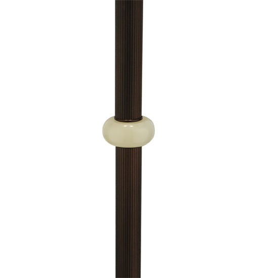 Meyda Lighting Isabella 62" 3-Light Craftsman Brown Highlighted Floor Lamp With White Iridescent Shade Glass