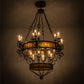 Meyda Lighting Isabo 48" 24-Light 2-Tier Antiquity Chandelier With Amber Mica Shade Glass