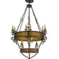 Meyda Lighting Isabo 48" 24-Light 2-Tier Antiquity Chandelier With Amber Mica Shade Glass