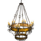 Meyda Lighting Isabo 48" 24-Light 2-Tier Antiquity Chandelier With Amber Mica Shade Glass
