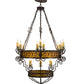 Meyda Lighting Isabo 48" 24-Light 2-Tier Antiquity Chandelier With Amber Mica Shade Glass