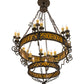 Meyda Lighting Isabo 48" 24-Light 2-Tier Antiquity Chandelier With Amber Mica Shade Glass