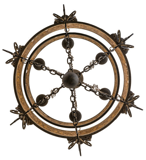 Meyda Lighting Isabo 48" 24-Light 2-Tier Antiquity Chandelier With Amber Mica Shade Glass