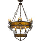 Meyda Lighting Isabo 48" 24-Light 2-Tier Antiquity Chandelier With Amber Mica Shade Glass