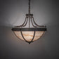 Meyda Lighting Isadore 24" 3-Light Gilded Tobacco Inverted Pendant Light With Ivory Linen Idalight Shade