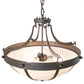 Meyda Lighting Isadore 24" 3-Light Gilded Tobacco Inverted Pendant Light With Ivory Linen Idalight Shade