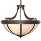 Meyda Lighting Isadore 24" 3-Light Gilded Tobacco Inverted Pendant Light With Ivory Linen Idalight Shade