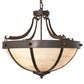 Meyda Lighting Isadore 24" 3-Light Gilded Tobacco Inverted Pendant Light With Ivory Linen Idalight Shade