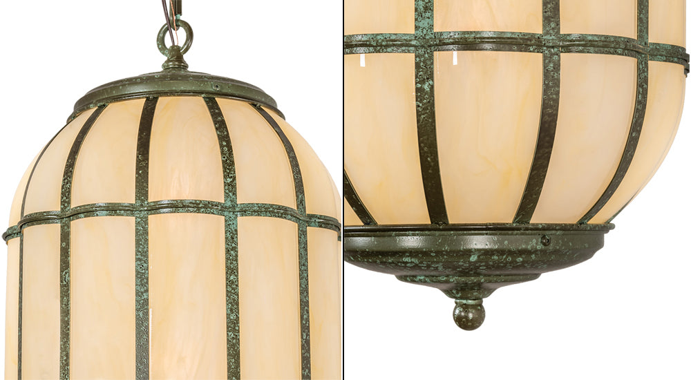 Meyda Lighting Islington 13" 3-Light Tarnished Copper Pendant Light With Beige Botticino Idalight Shade