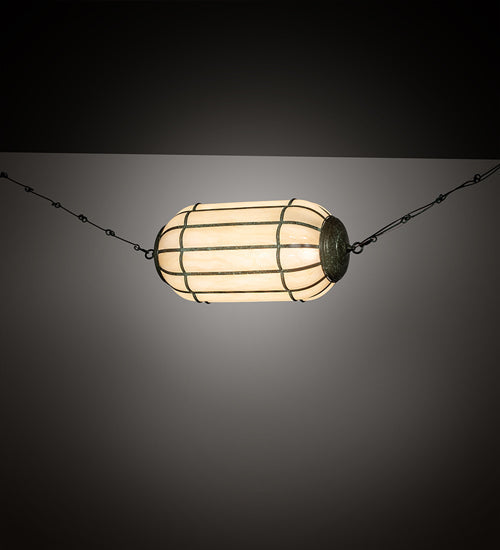 Meyda Lighting Islington Catenary 32" 3-Light Tarnished Copper Pendant Light With Beige Botticino Idalight Shade