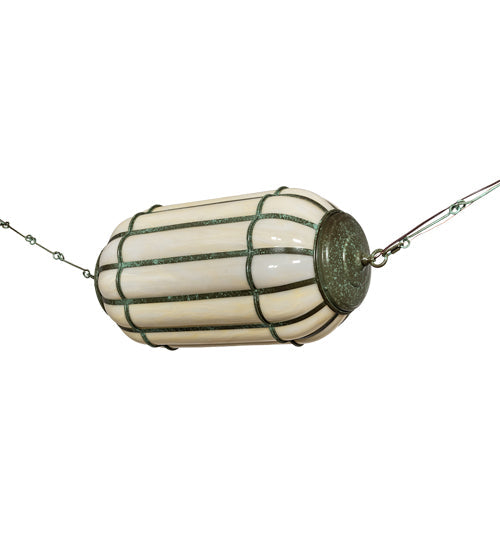 Meyda Lighting Islington Catenary 32" 3-Light Tarnished Copper Pendant Light With Beige Botticino Idalight Shade