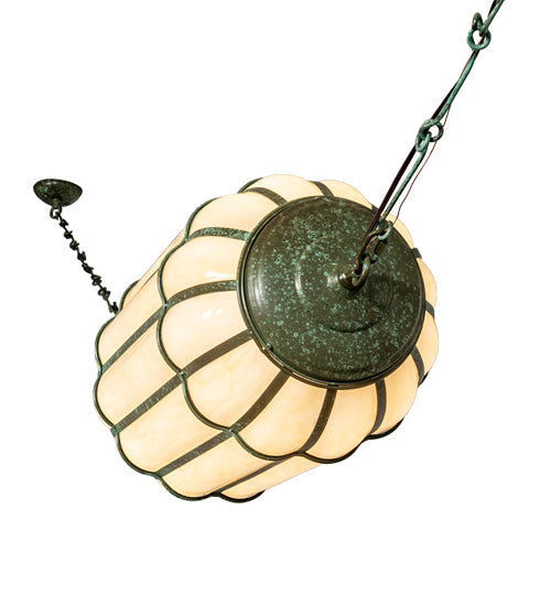 Meyda Lighting Islington Catenary 32" 3-Light Tarnished Copper Pendant Light With Beige Botticino Idalight Shade
