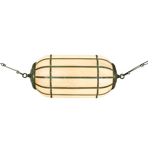 Meyda Lighting Islington Catenary 32" 3-Light Tarnished Copper Pendant Light With Beige Botticino Idalight Shade