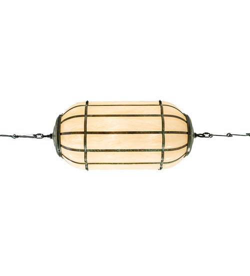Meyda Lighting Islington Catenary 32" 3-Light Tarnished Copper Pendant Light With Beige Botticino Idalight Shade