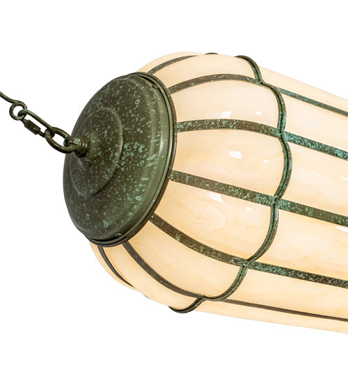 Meyda Lighting Islington Catenary 32" 3-Light Tarnished Copper Pendant Light With Beige Botticino Idalight Shade