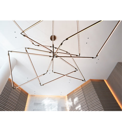 Meyda Lighting Isotope 216" LED Antique Copper Chandelier With Frosted Clear Contrail Mist Idalight Shade