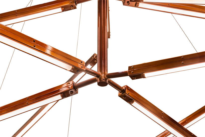 Meyda Lighting Isotope 216" LED Transparant Copper On Extreme Chrome Chandelier With Clear Frosted Idalight Shade