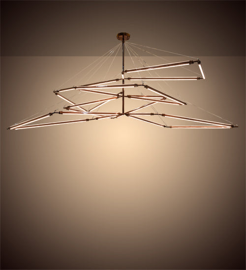 Meyda Lighting Isotope 216" LED Transparant Copper On Extreme Chrome Chandelier With Clear Frosted Idalight Shade