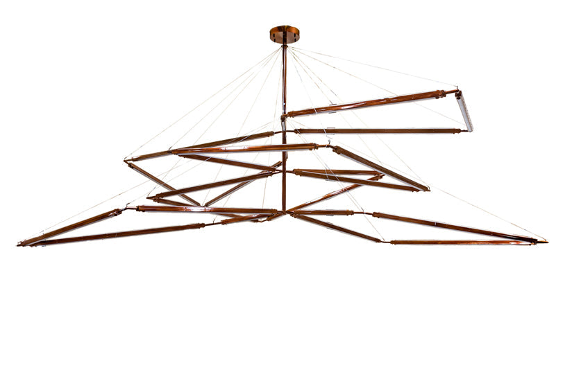 Meyda Lighting Isotope 216" LED Transparant Copper On Extreme Chrome Chandelier With Clear Frosted Idalight Shade