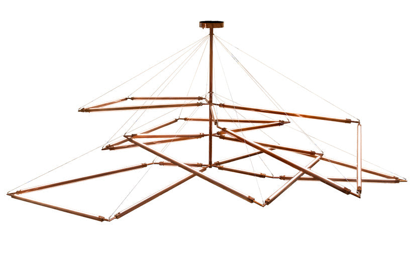 Meyda Lighting Isotope 216" LED Transparant Copper On Extreme Chrome Chandelier With Clear Frosted Idalight Shade