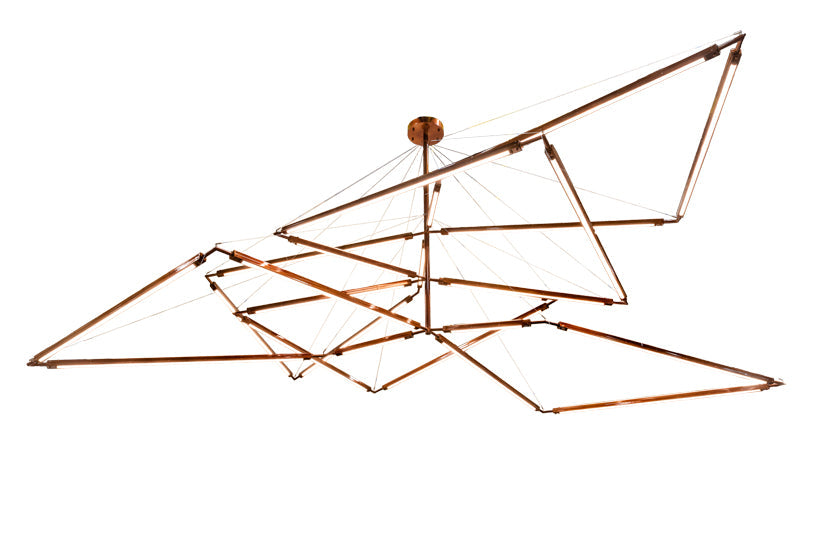 Meyda Lighting Isotope 216" LED Transparant Copper On Extreme Chrome Chandelier With Clear Frosted Idalight Shade