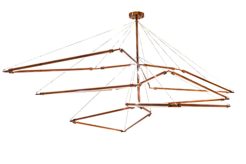 Meyda Lighting Isotope 216" LED Transparant Copper On Extreme Chrome Chandelier With Clear Frosted Idalight Shade