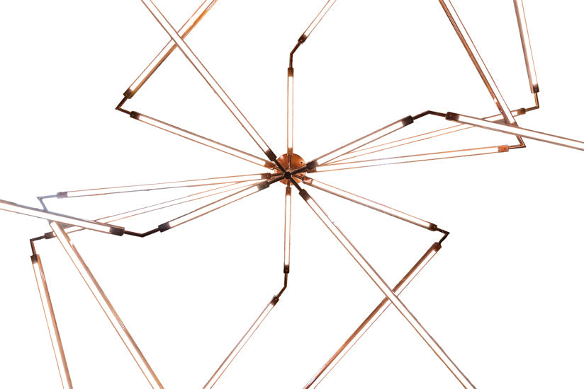 Meyda Lighting Isotope 216" LED Transparant Copper On Extreme Chrome Chandelier With Clear Frosted Idalight Shade