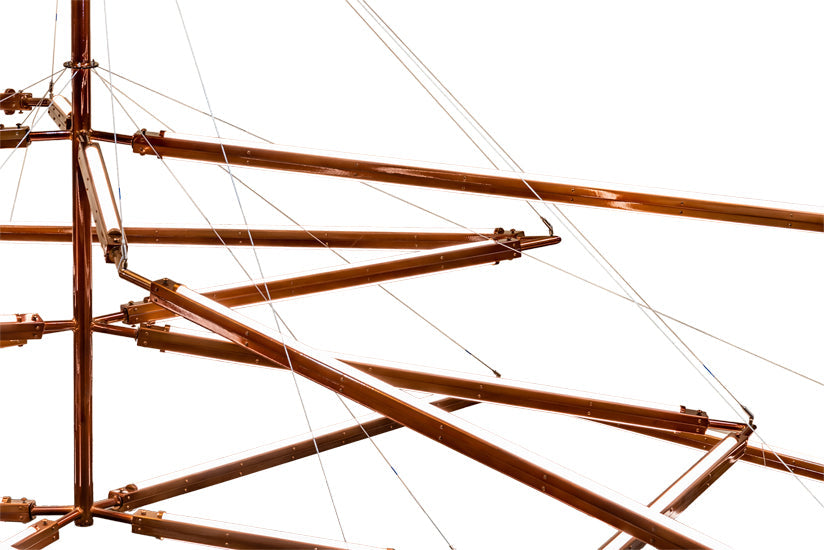 Meyda Lighting Isotope 216" LED Transparant Copper On Extreme Chrome Chandelier With Clear Frosted Idalight Shade