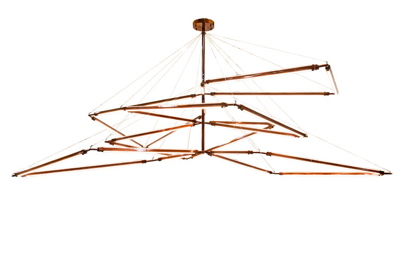 Meyda Lighting Isotope 216" LED Transparant Copper On Extreme Chrome Chandelier With Clear Frosted Idalight Shade