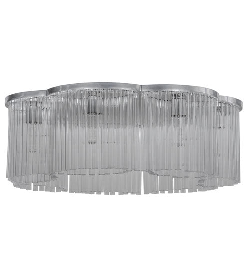 Meyda Lighting Ivela 32" 7-Light Extreme Chrome Flush Mount Light With Crystal Idalight Shade Glass