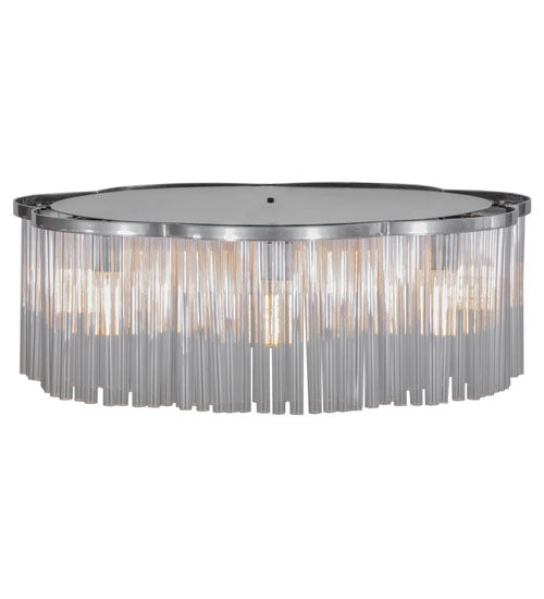 Meyda Lighting Ivela 32" 7-Light Extreme Chrome Flush Mount Light With Crystal Idalight Shade Glass