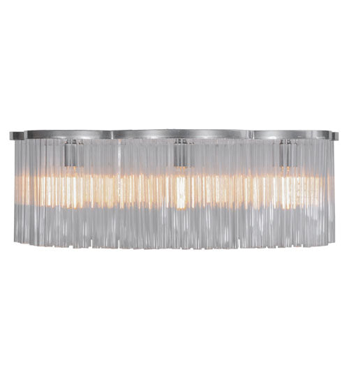 Meyda Lighting Ivela 32" 7-Light Extreme Chrome Flush Mount Light With Crystal Idalight Shade Glass