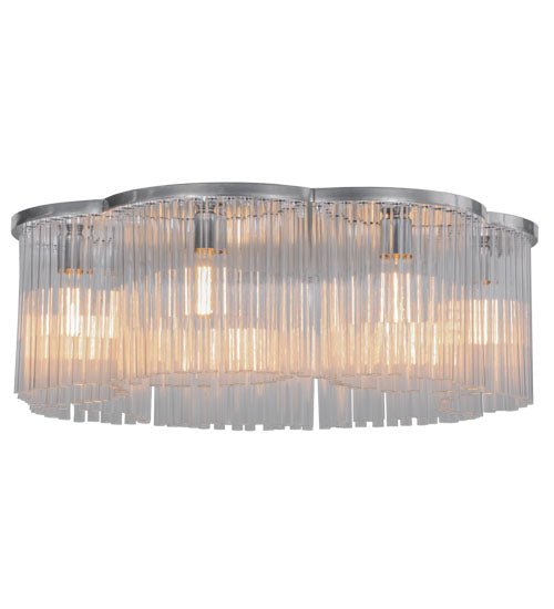 Meyda Lighting Ivela 32" 7-Light Extreme Chrome Flush Mount Light With Crystal Idalight Shade Glass