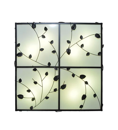 Meyda Lighting Ivy 36"Sq 8-Light Textured Black Flush Mount Light With White Statuario Idalight Shade