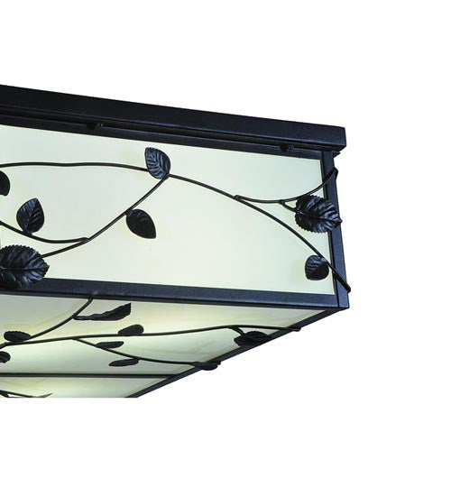 Meyda Lighting Ivy 36"Sq 8-Light Textured Black Flush Mount Light With White Statuario Idalight Shade