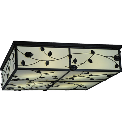 Meyda Lighting Ivy 51" 8Light Textured Black Flush Mount Light With Statuario Idalight Shade Glass