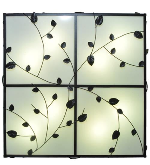 Meyda Lighting Ivy 51" 8Light Textured Black Flush Mount Light With Statuario Idalight Shade Glass