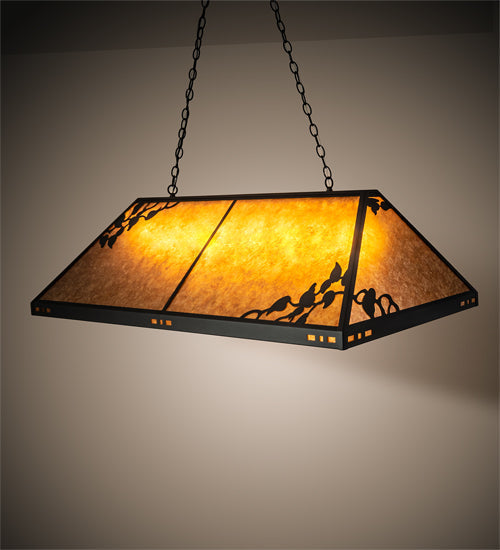 Meyda Lighting Ivy 52" 8-Light Textured Black Island Pendant Light With Amber Shade Glass