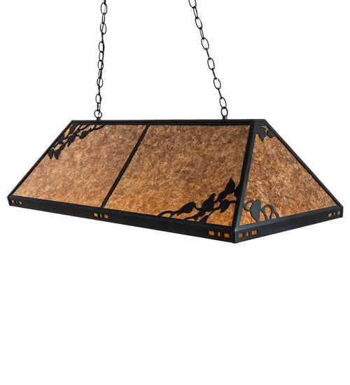 Meyda Lighting Ivy 52" 8-Light Textured Black Island Pendant Light With Amber Shade Glass