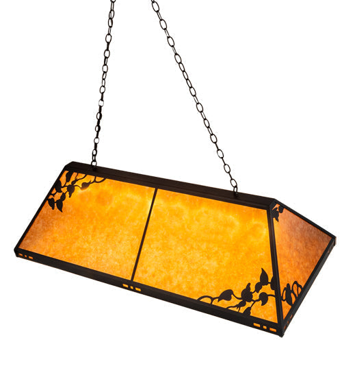 Meyda Lighting Ivy 52" 8-Light Textured Black Island Pendant Light With Amber Shade Glass