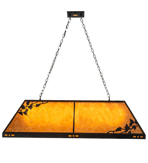 Meyda Lighting Ivy 52" 8-Light Textured Black Island Pendant Light With Amber Shade Glass