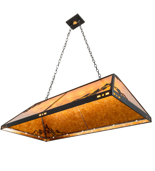 Meyda Lighting Ivy 52" 8-Light Textured Black Island Pendant Light With Amber Shade Glass