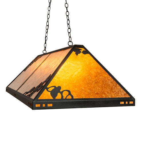 Meyda Lighting Ivy 52" 8-Light Textured Black Island Pendant Light With Amber Shade Glass