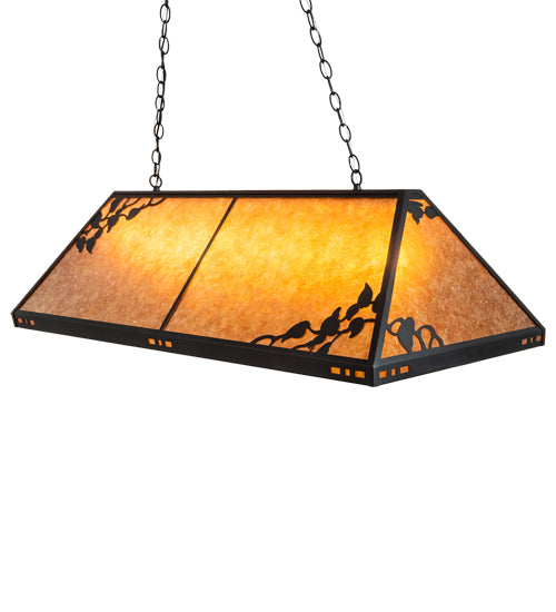 Meyda Lighting Ivy 52" 8-Light Textured Black Island Pendant Light With Amber Shade Glass