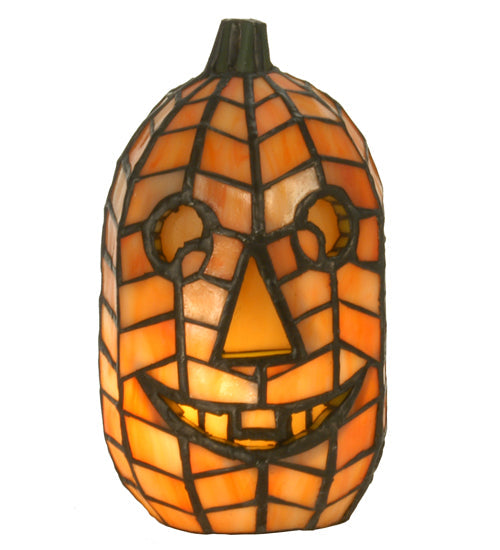 Meyda Lighting Jack O'Lantern 9" Accent Table Lamp With Orange Shade Glass