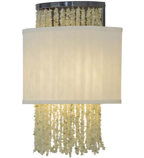 Meyda Lighting Jade 11" 2-Light Black Chrome Charm Wall Sconce With Eggshell Textrene Shade
