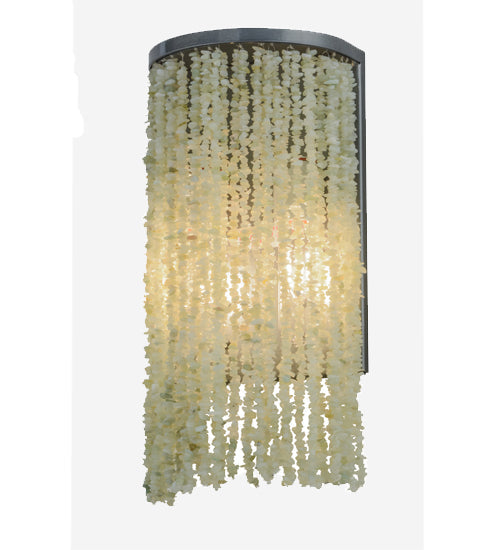 Meyda Lighting Jade 8" 2-Light Black Chrome Over Nickel Charm Wall Sconce With Green Jadestone Shade