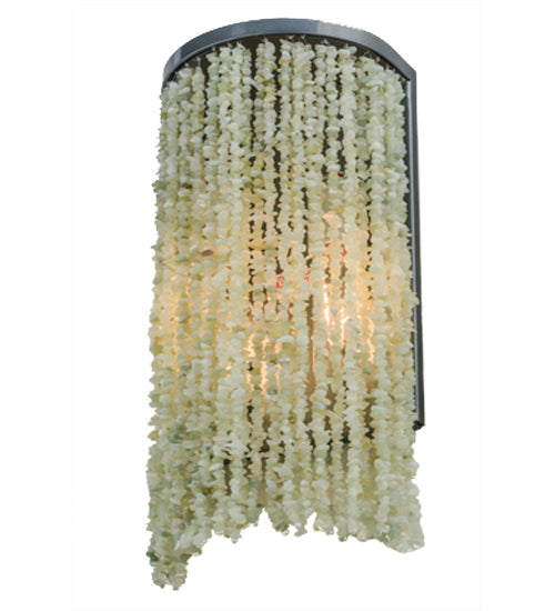 Meyda Lighting Jade 8" 2-Light Black Chrome Over Nickel Charm Wall Sconce With Green Jadestone Shade